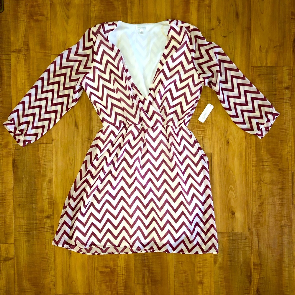 Garnet & White Chevron Dress - Medium